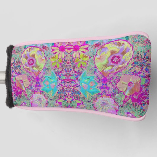 Psychedelic Abstracte Magenta en Aqua Garden Art Golfheadcover (Voorkant)