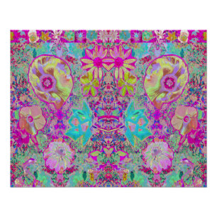 Psychedelic Abstracte Magenta en Aqua Garden Art Perfect Poster