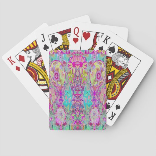Psychedelic Abstracte Magenta en Aqua Garden Art Pokerkaarten (Achterkant)