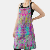 Psychedelic Abstracte Magenta en Aqua Garden Art Schort (Insitu)