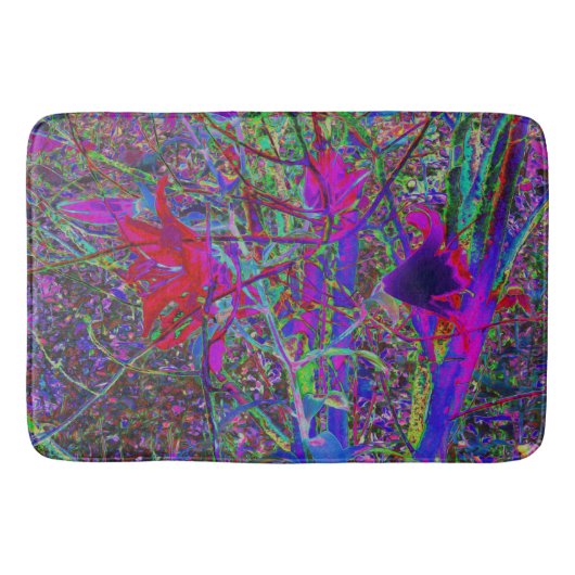 Psychedelic Abstracte regenboogkleuren Lily Garden Badmat (Voorkant)