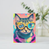 Psychedelic Acid Trip Kitty Kat Briefkaart (Staand voorkant)