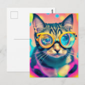 Psychedelic Acid Trip Kitty Kat Briefkaart (Voorkant / Achterkant)