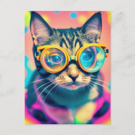 Psychedelic Acid Trip Kitty Kat Briefkaart (Voorkant)