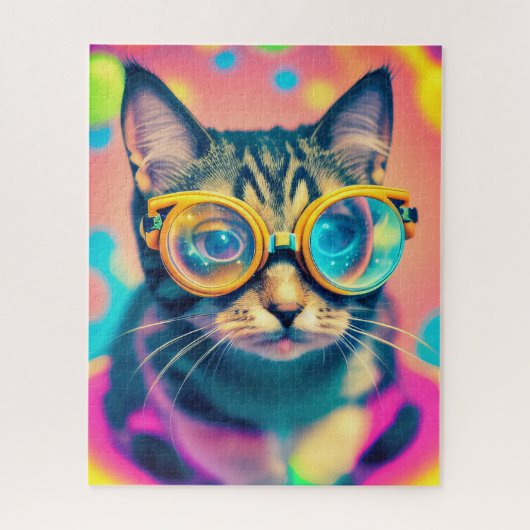 Psychedelic Acid Trip Kitty Kat Legpuzzel (Verticaal)