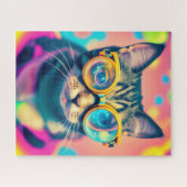 Psychedelic Acid Trip Kitty Kat Legpuzzel (Horizontaal)