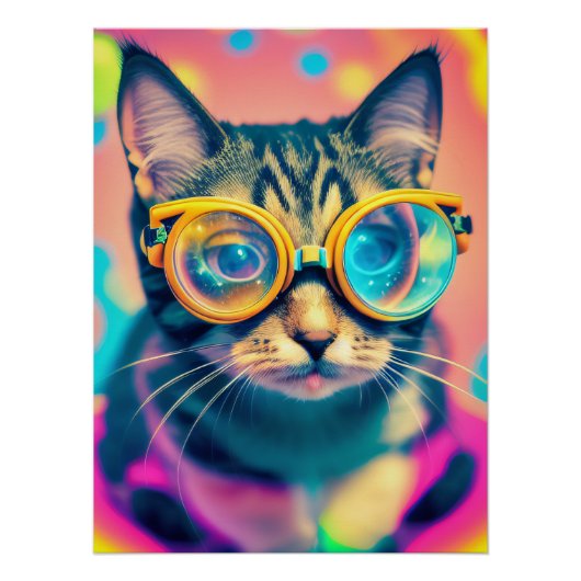 Psychedelic Acid Trip Kitty Kat Perfect Poster (Voorkant)
