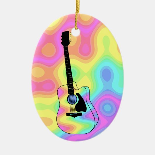 Psychedelic Acoustic Guitar Keramisch Ornament (Voorkant)