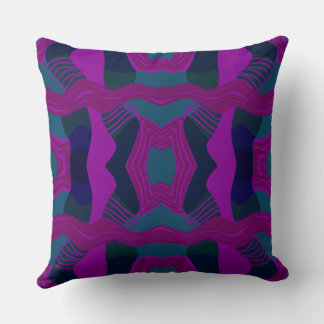 Psychedelic African Patchwork: Blauwgroen magentar Kussen