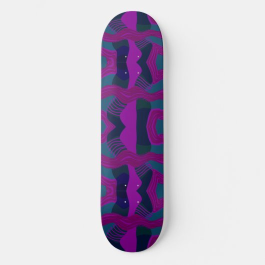 Psychedelic African Patchwork: Blauwgroen magentar Persoonlijk Skateboard (Voorkant)