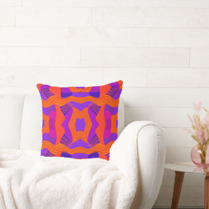 Psychedelic African Patchwork - Paarse Oranje Blau Kussen