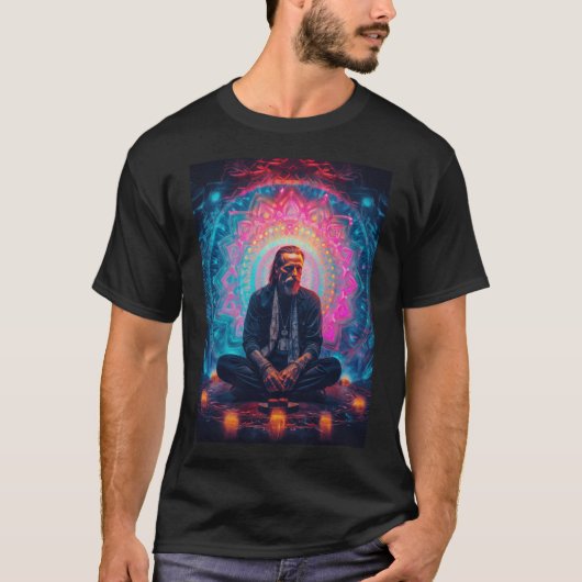 Psychedelic Alan Watts Trippy Meditatie T-shirt (Voorkant)