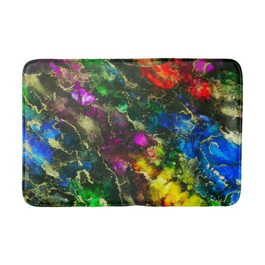 Psychedelic Alcohol Ink Abstract schilderen Badmat (Voorkant)