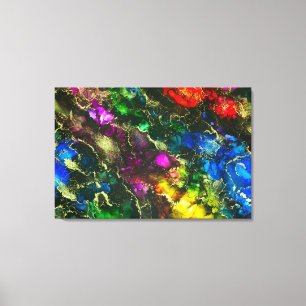 Psychedelic Alcohol Ink Abstract schilderen Canvas Afdruk