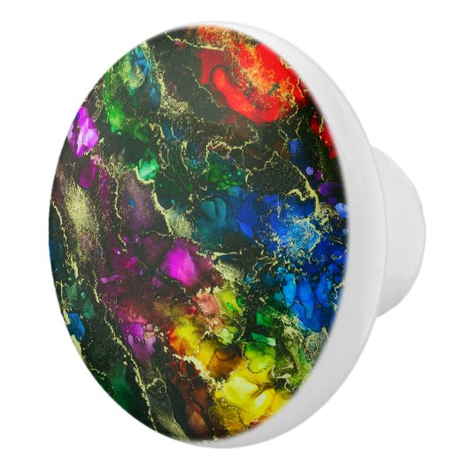 Psychedelic Alcohol Ink Abstract schilderen Keramische Knop (Rechts)