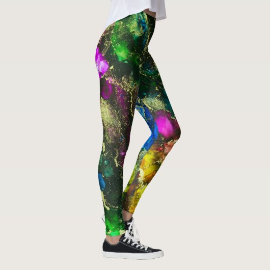 Psychedelic Alcohol Ink Abstract schilderen Leggings (Rechts)