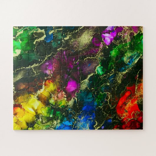 Psychedelic Alcohol Ink Abstract schilderen Legpuzzel (Horizontaal)