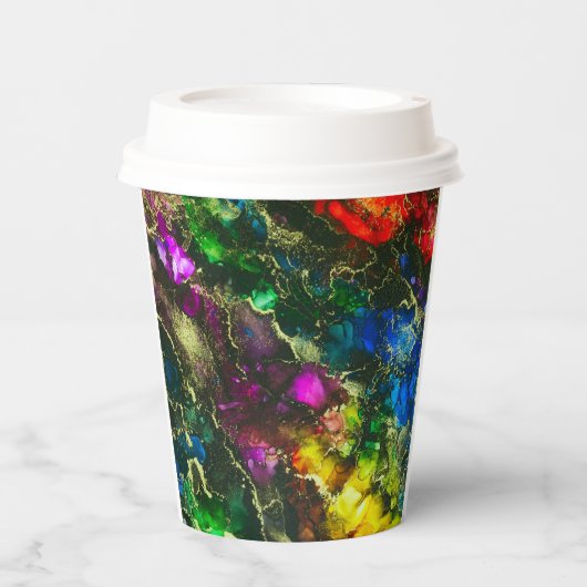 Psychedelic Alcohol Ink Abstract schilderen Papieren Bekers (Voorkant)