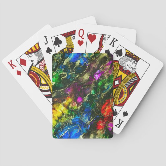 Psychedelic Alcohol Ink Abstract schilderen Pokerkaarten (Achterkant)