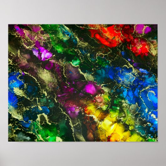 Psychedelic Alcohol Ink Abstract schilderen Poster (Voorkant)