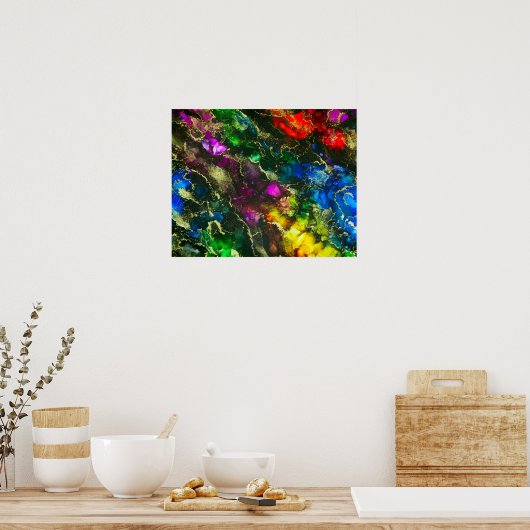 Psychedelic Alcohol Ink Abstract schilderen Poster (Keuken)