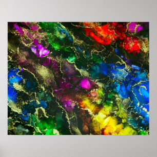 Psychedelic Alcohol Ink Abstract schilderen Poster