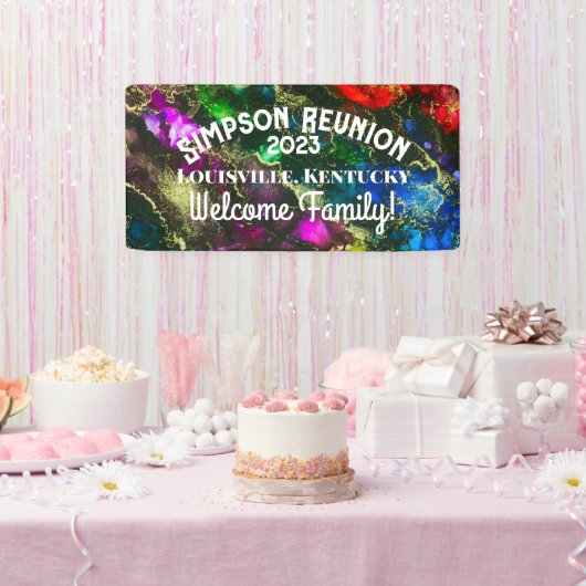 Psychedelic Alcohol Ink Abstract schilderen Spandoek (Feest)