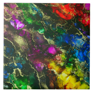 Psychedelic Alcohol Ink Abstract schilderen Tegeltje