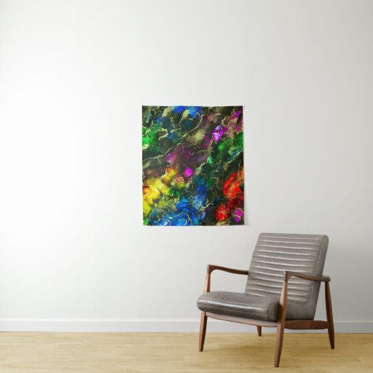 Psychedelic Alcohol Ink Abstract Wandkleed (In situ)