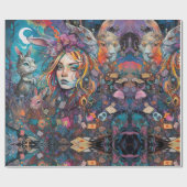 Psychedelic Alice in wonderland Animal Theme Cadeaupapier (Vlak)