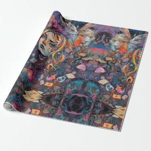 Psychedelic Alice in wonderland Animal Theme Cadeaupapier
