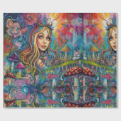 Psychedelic Alice in wonderland Bold Kleuren Thema Cadeaupapier (Vlak)