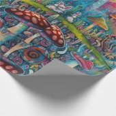 Psychedelic Alice in wonderland Bold Kleuren Thema Cadeaupapier (Hoek)