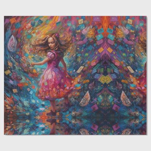 Psychedelic Alice in wonderland grillige wereld Cadeaupapier (Vlak)