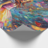 Psychedelic Alice in wonderland Jong Meisje Thema Cadeaupapier (Hoek)