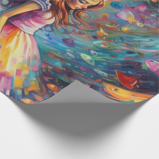 Psychedelic Alice in wonderland Jong Meisje Thema Cadeaupapier (Hoek)