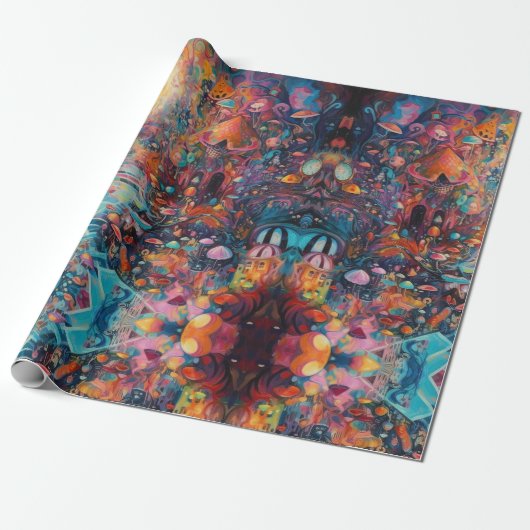 Psychedelic Alice in wonderland meisje thema Cadeaupapier (Uitgerold)