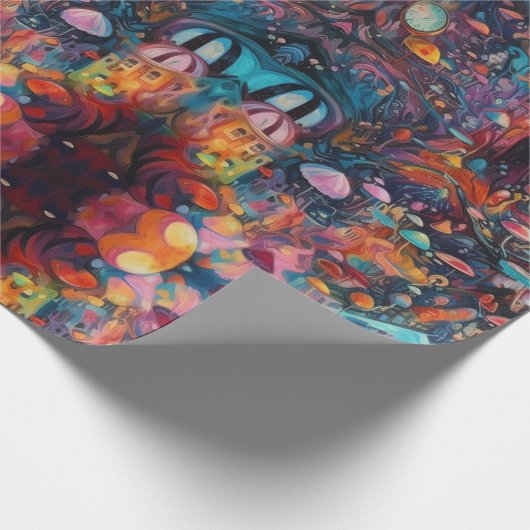 Psychedelic Alice in wonderland meisje thema Cadeaupapier (Hoek)