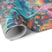 Psychedelic Alice in wonderland meisje thema Cadeaupapier (Rol Hoek)