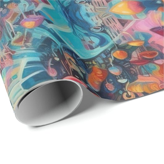 Psychedelic Alice in wonderland meisje thema Cadeaupapier (Rol Hoek)