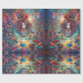 Psychedelic Alice in wonderland Paarse thema Cadeaupapier (Vlak)