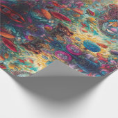 Psychedelic Alice in wonderland Paarse thema Cadeaupapier (Hoek)