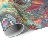 Psychedelic Alice in wonderland Paarse thema Cadeaupapier (Rol Hoek)