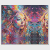 Psychedelic Alice in wonderland Pink Girl Theme Cadeaupapier (Vlak)