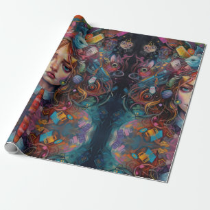 Psychedelic Alice in wonderland Thema Cadeaupapier