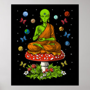 Psychedelic Alien Buddha Poster