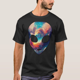 Psychedelic Alien Head Nebula Galaxy Buitenspatie T-shirt