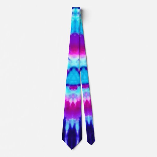 Psychedelic Alien Invasion Tie Dye Satin Stropdas (Voorkant)