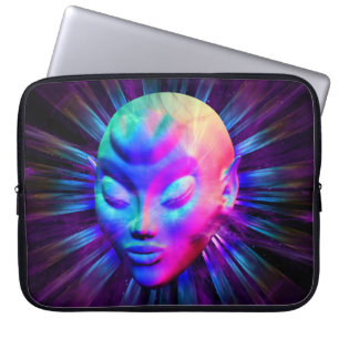 Psychedelic Alien Meditation Laptop Sleeve