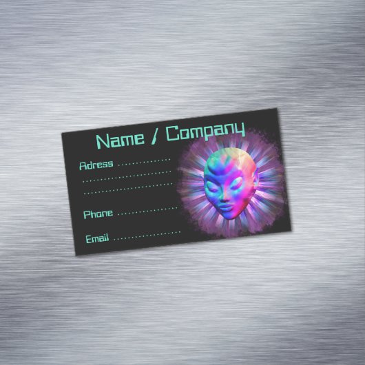 Psychedelic Alien Meditation Magnetisch Visitekaartje (Voorbeeld)